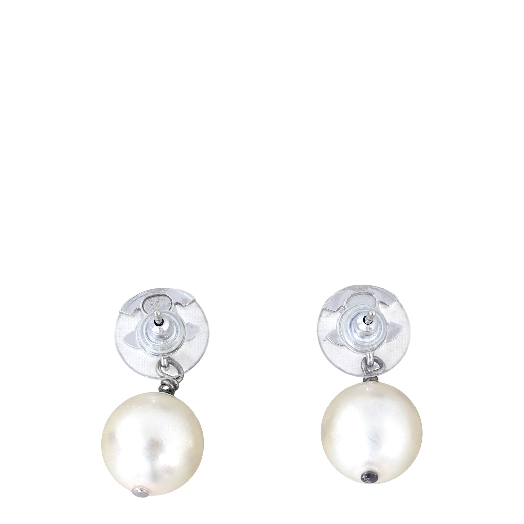 Chanel Crystal CC Pearl Drop Earrings