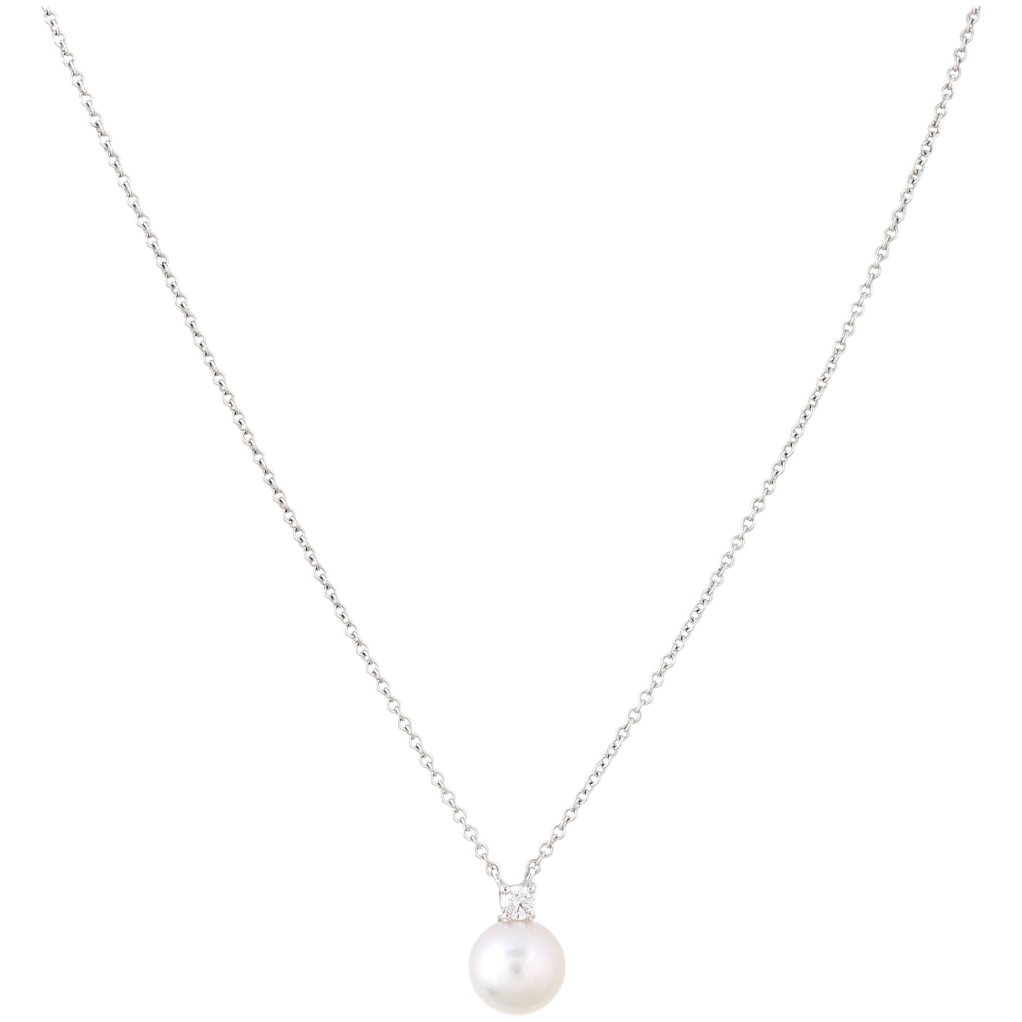 Tiffany & Co Signature Pearls Diamond 18k White Gold Pendant Necklace