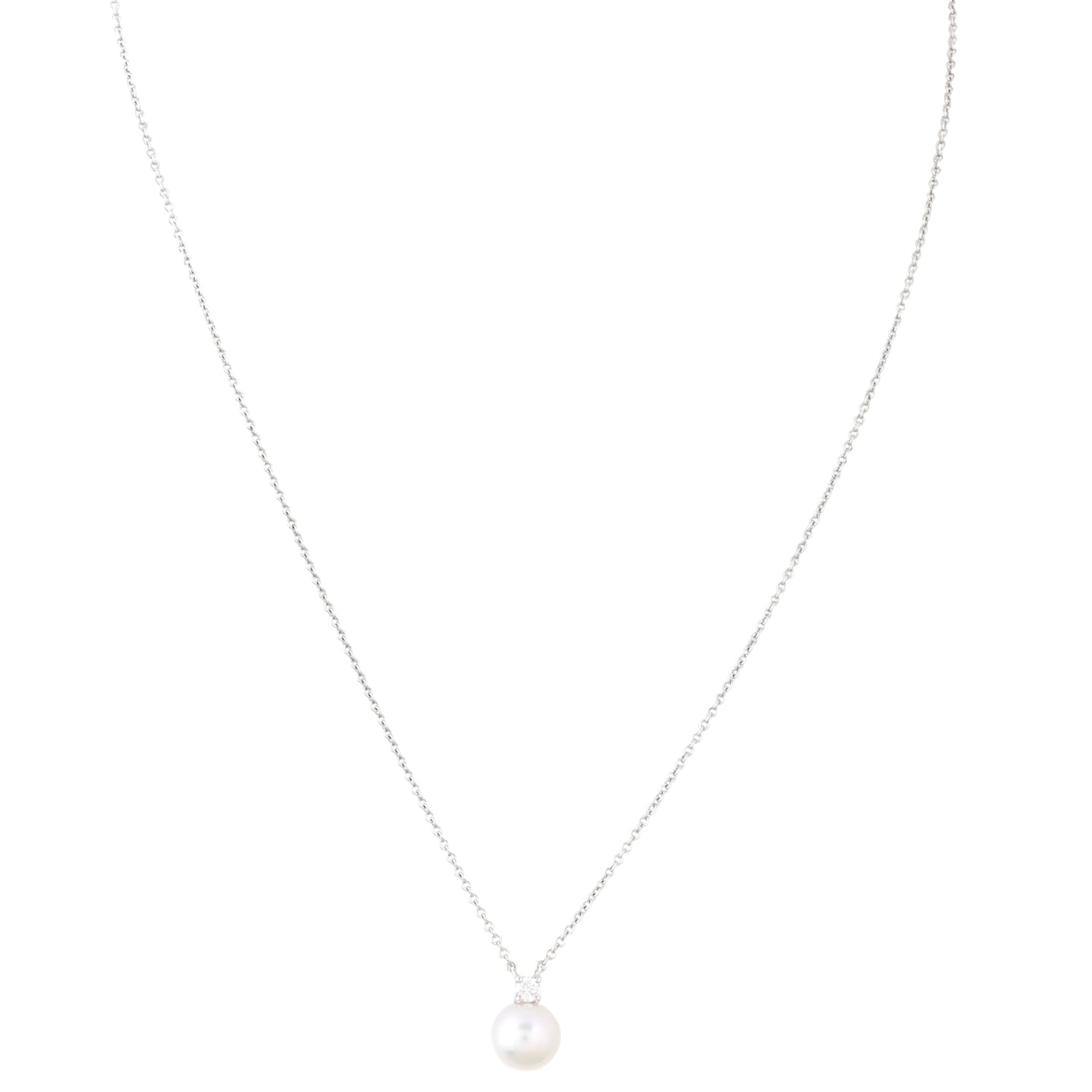 Tiffany & Co Signature Pearls Diamond 18k White Gold Pendant Necklace