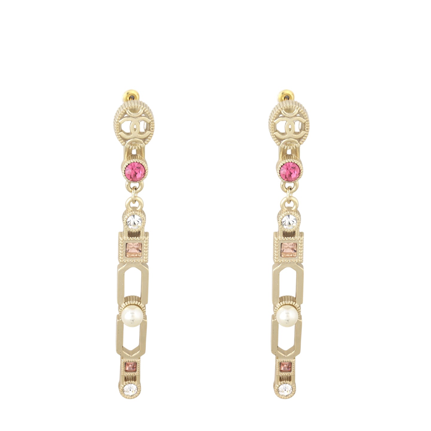 Chanel CC Gems Geometric Drop Earrings