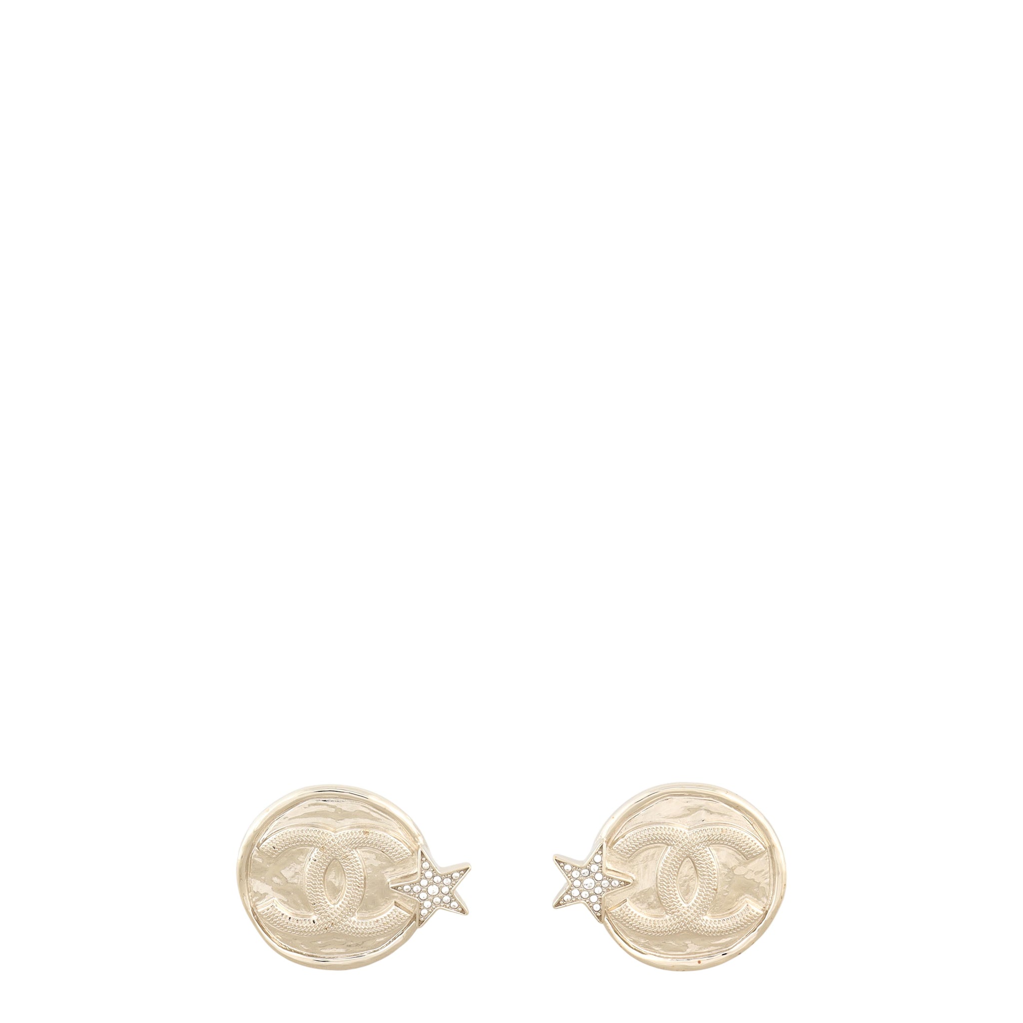 Chanel CC Star Button Earrings