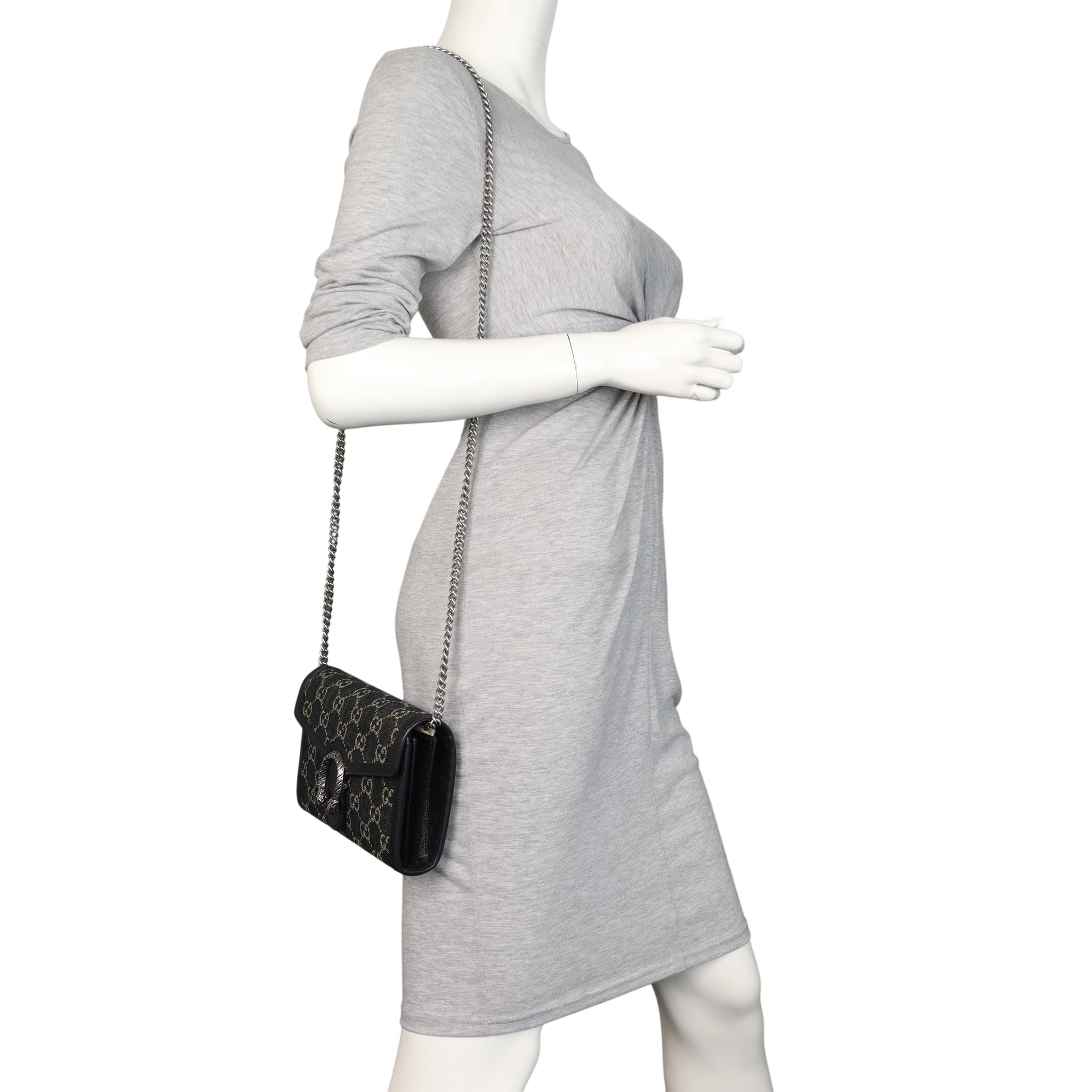 Gucci Dionysus GG Denim Chain Wallet