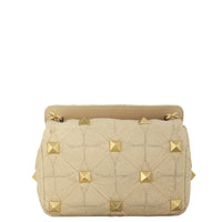 Valentino Roman Stud Shoulder Raffia Bag Medium