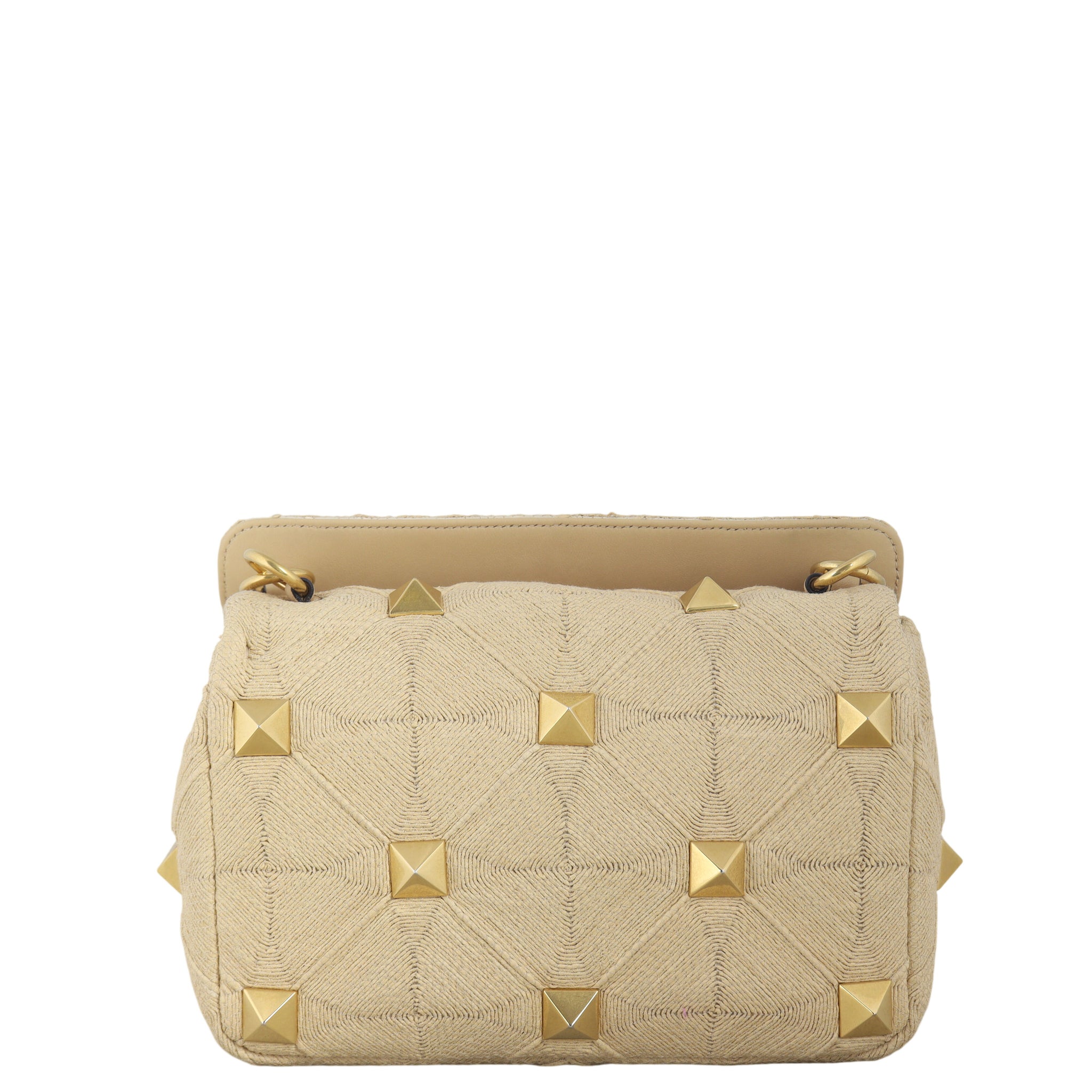 Valentino Roman Stud Shoulder Raffia Bag Medium