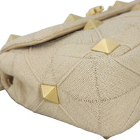 Valentino Roman Stud Shoulder Raffia Bag Medium