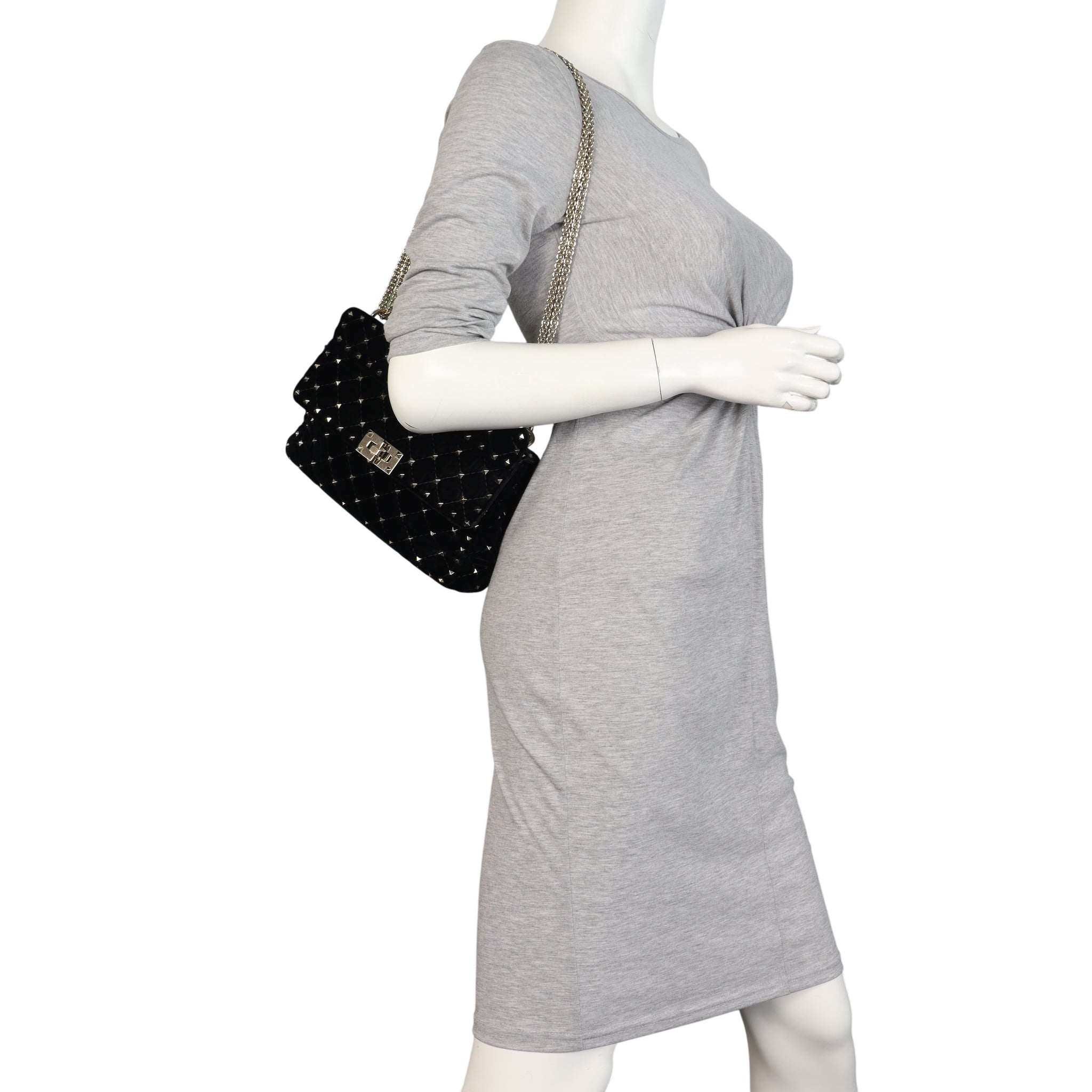 Valentino Rockstud Spike Medium Shoulder Bag Velvet
