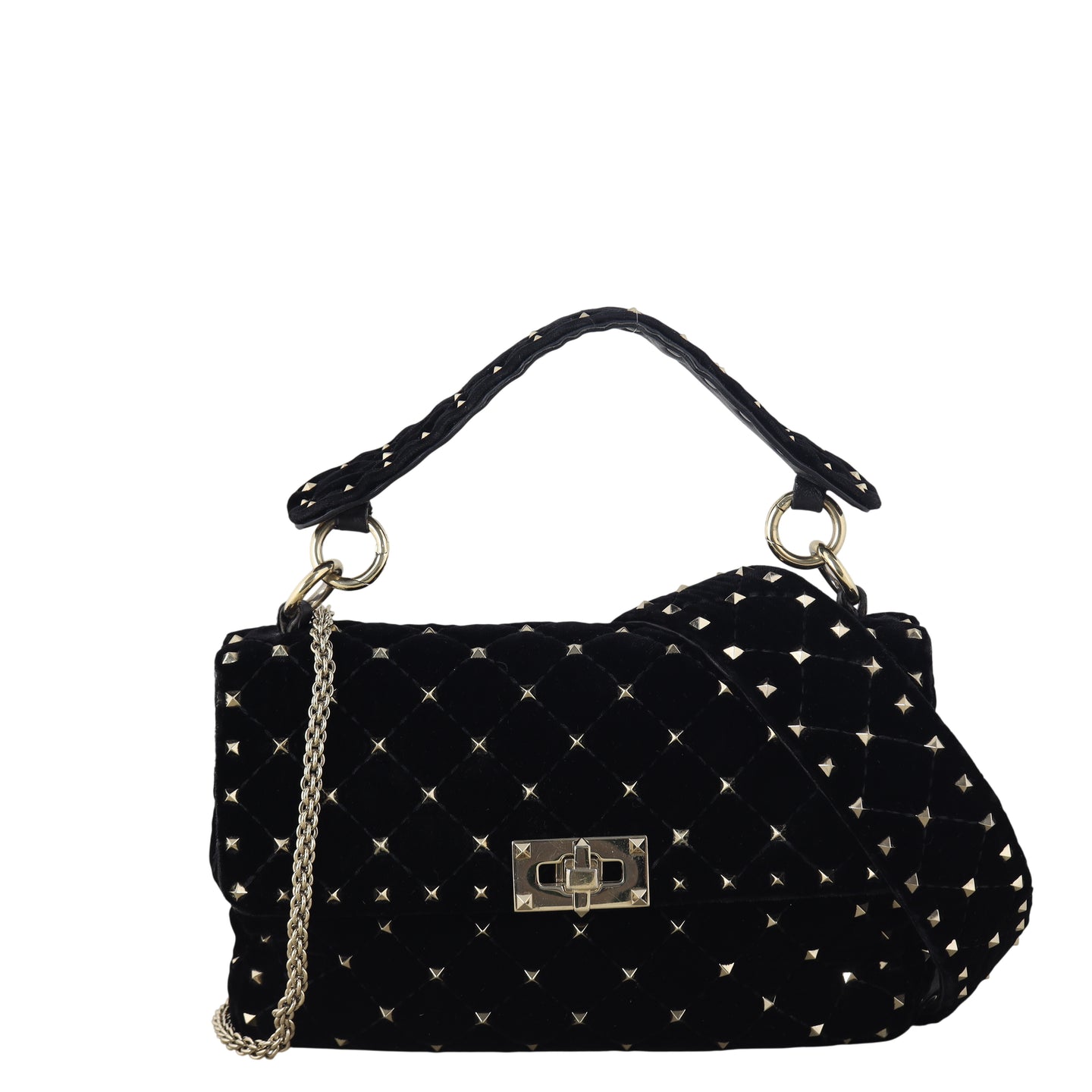 Valentino Rockstud Spike Medium Shoulder Bag Velvet
