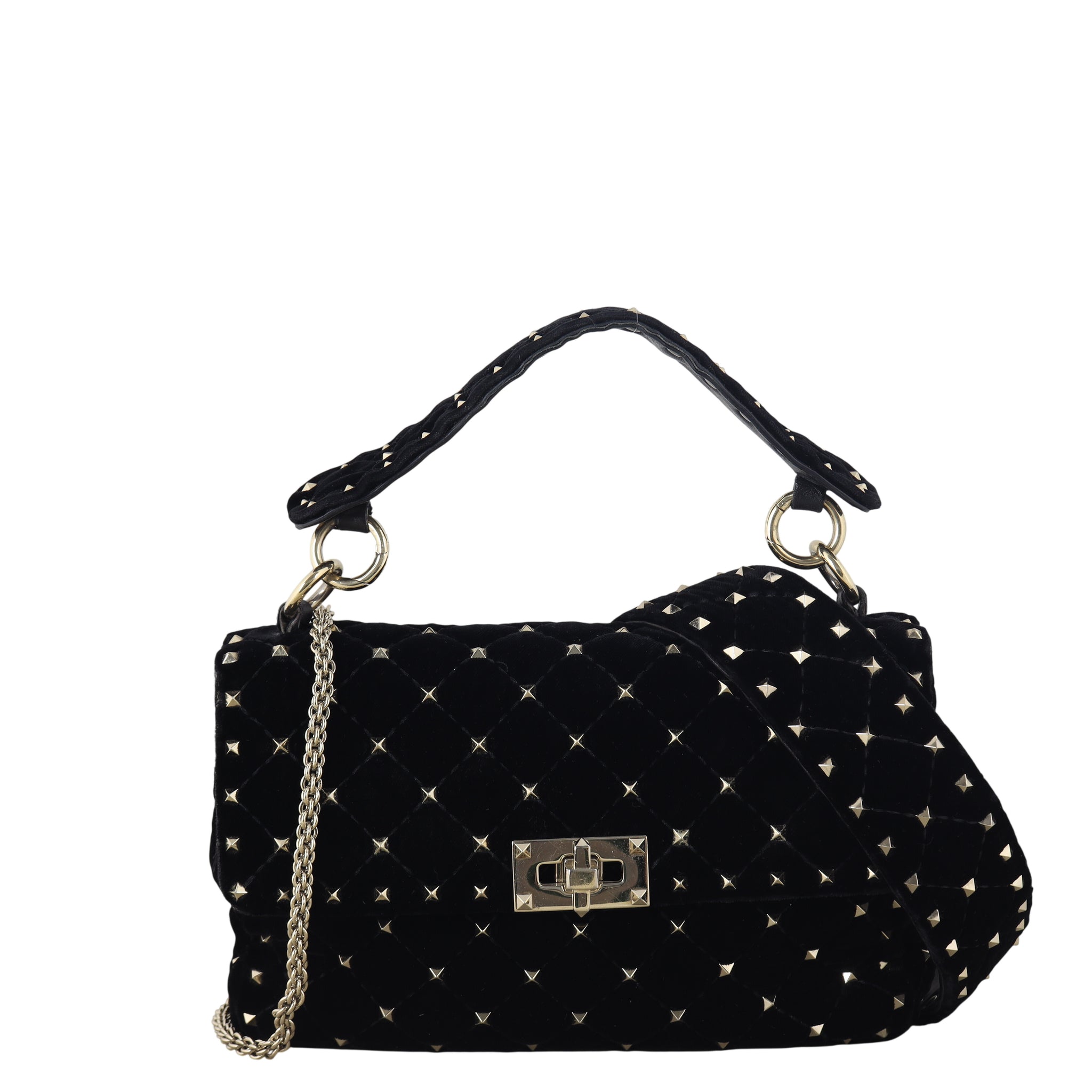 Valentino Rockstud Spike Medium Shoulder Bag Velvet