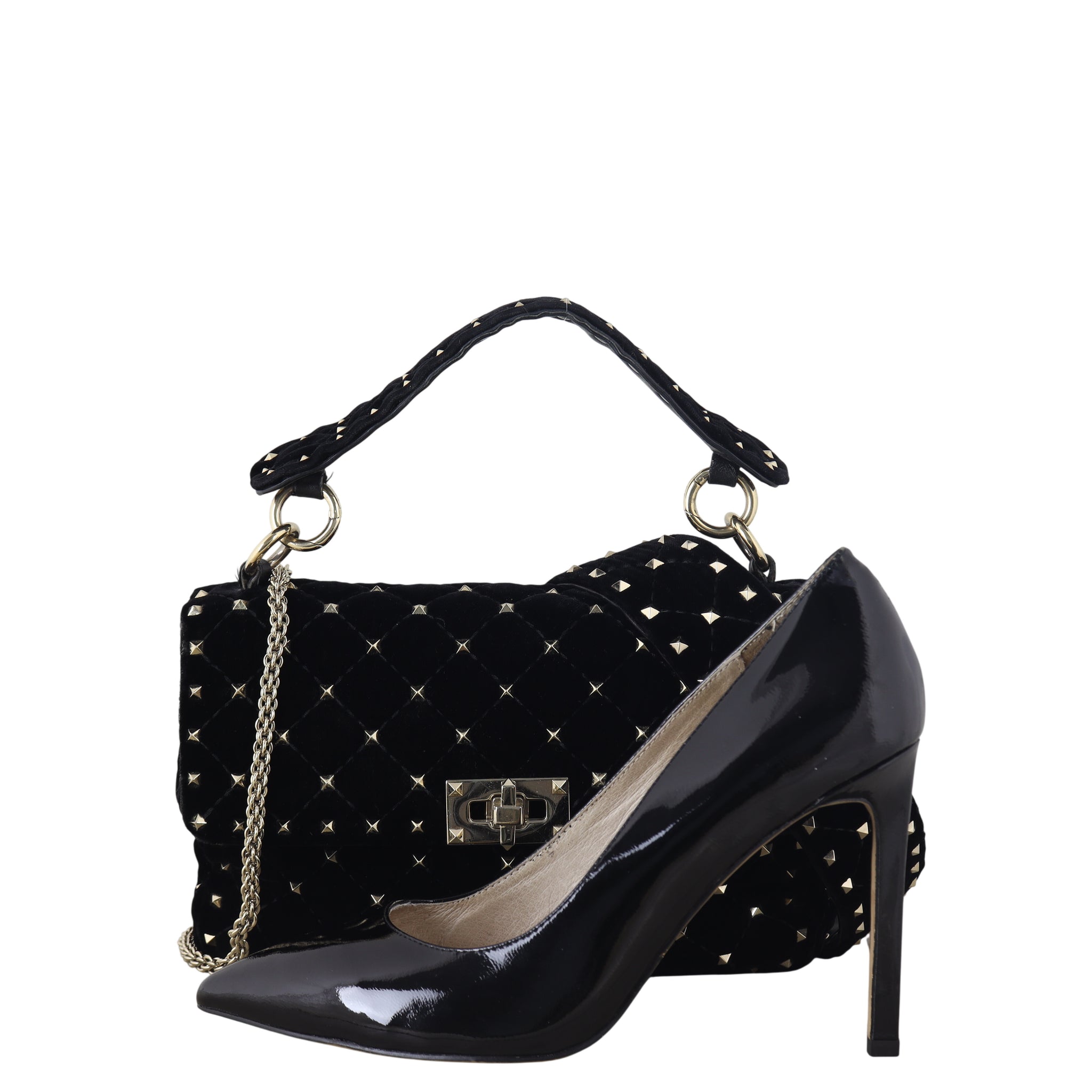 Valentino Rockstud Spike Medium Shoulder Bag Velvet