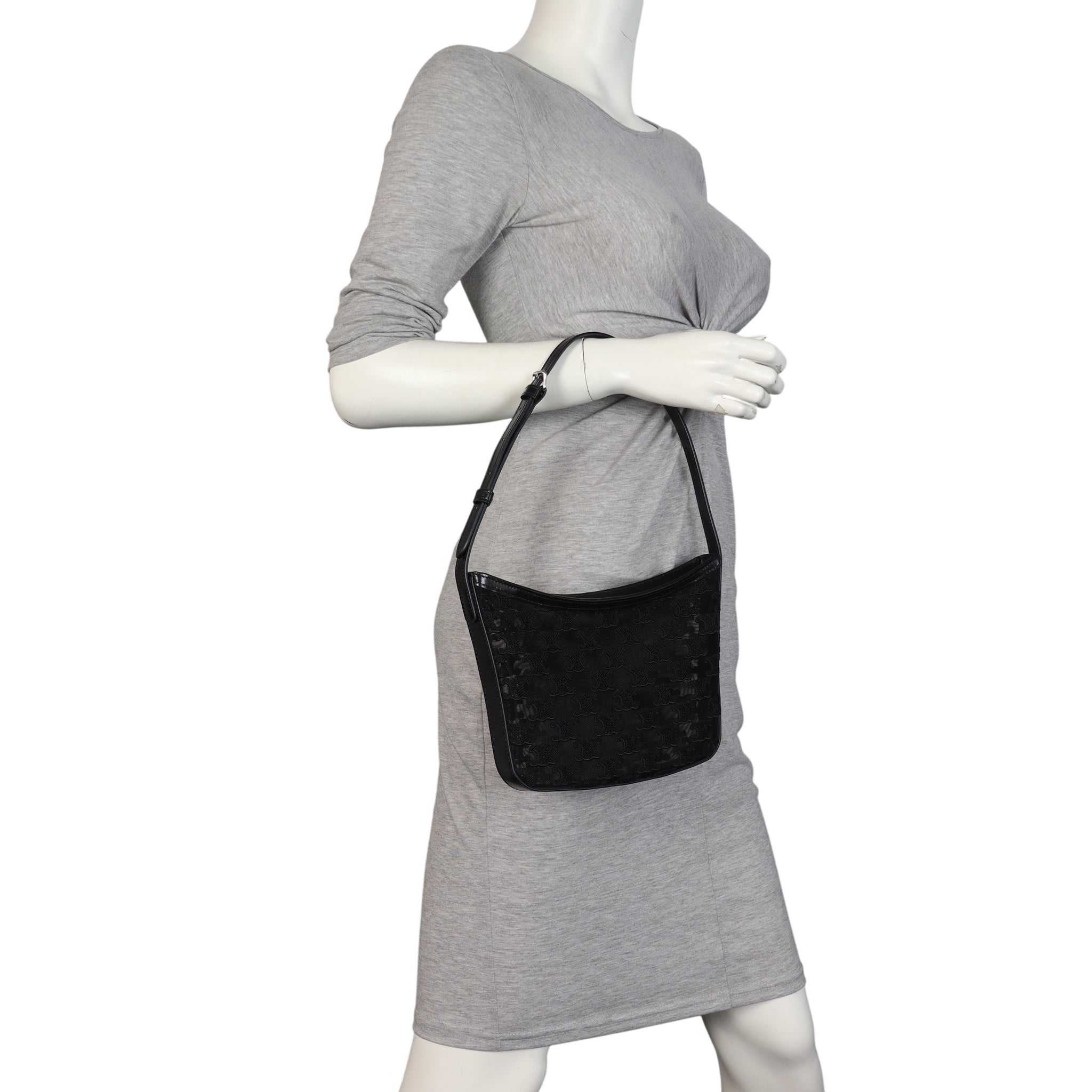 Celine Croque Medium Tulle Leather Hobo