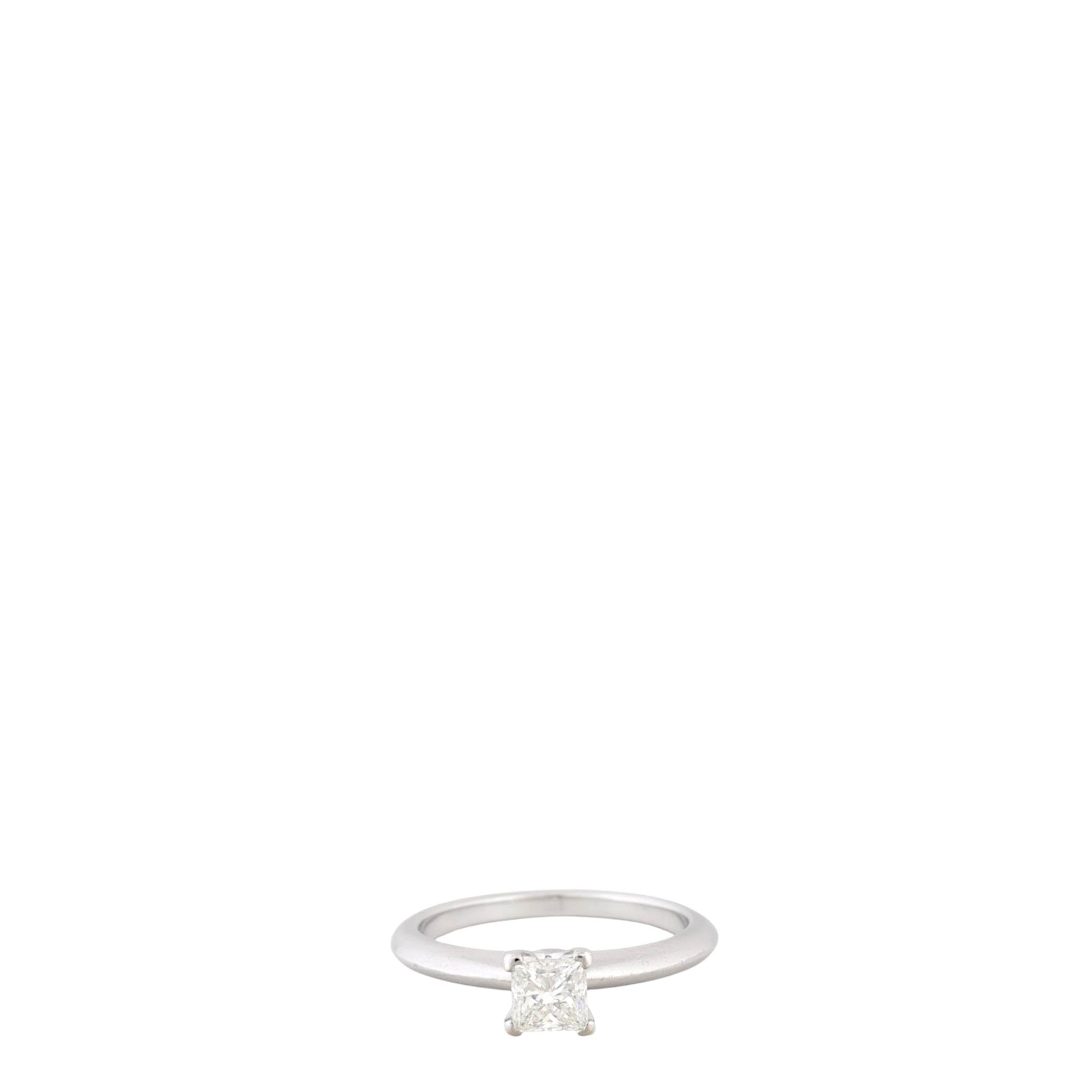Tiffany & Co Princess Cut Solitaire Diamond Platinum Ring