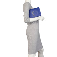Saint Laurent Kate Clutch Croc-Embossed