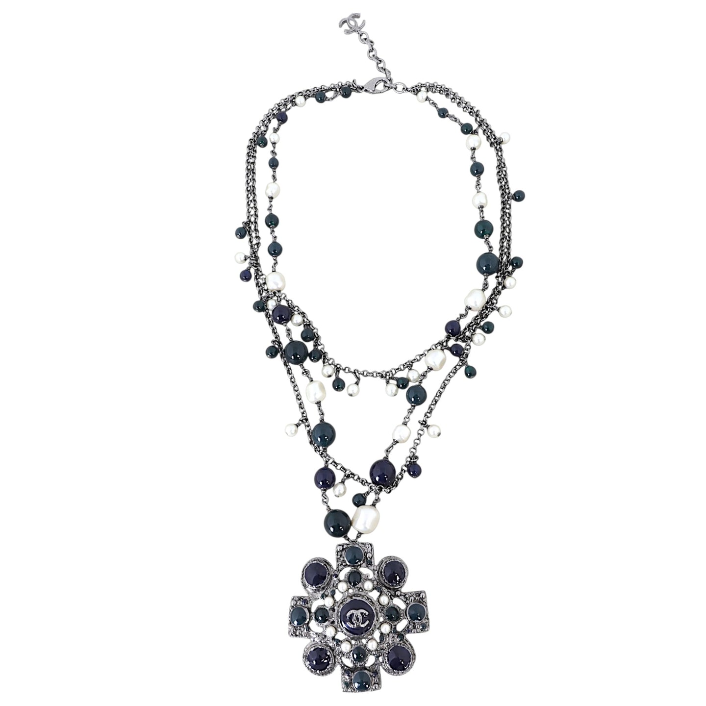 Chanel CC Cabochon Multi Strand Necklace