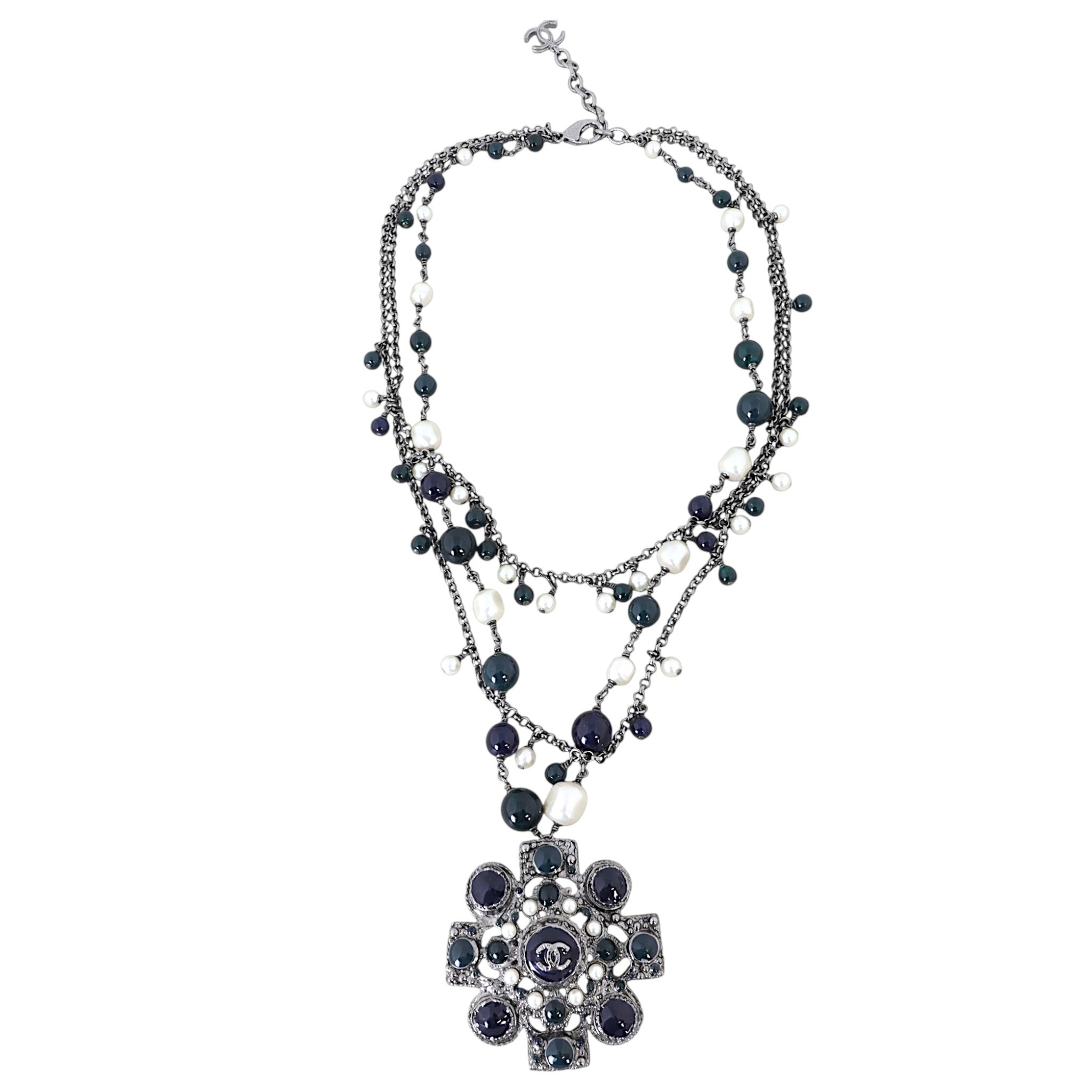 Chanel CC Cabochon Multi Strand Necklace