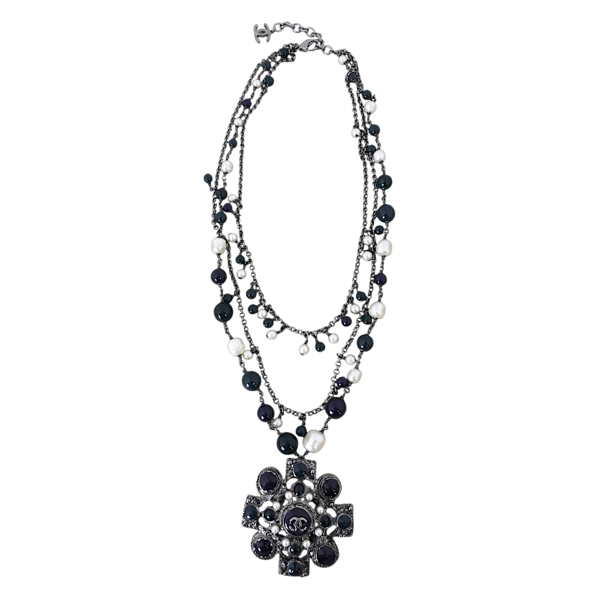 Chanel CC Cabochon Multi Strand Necklace
