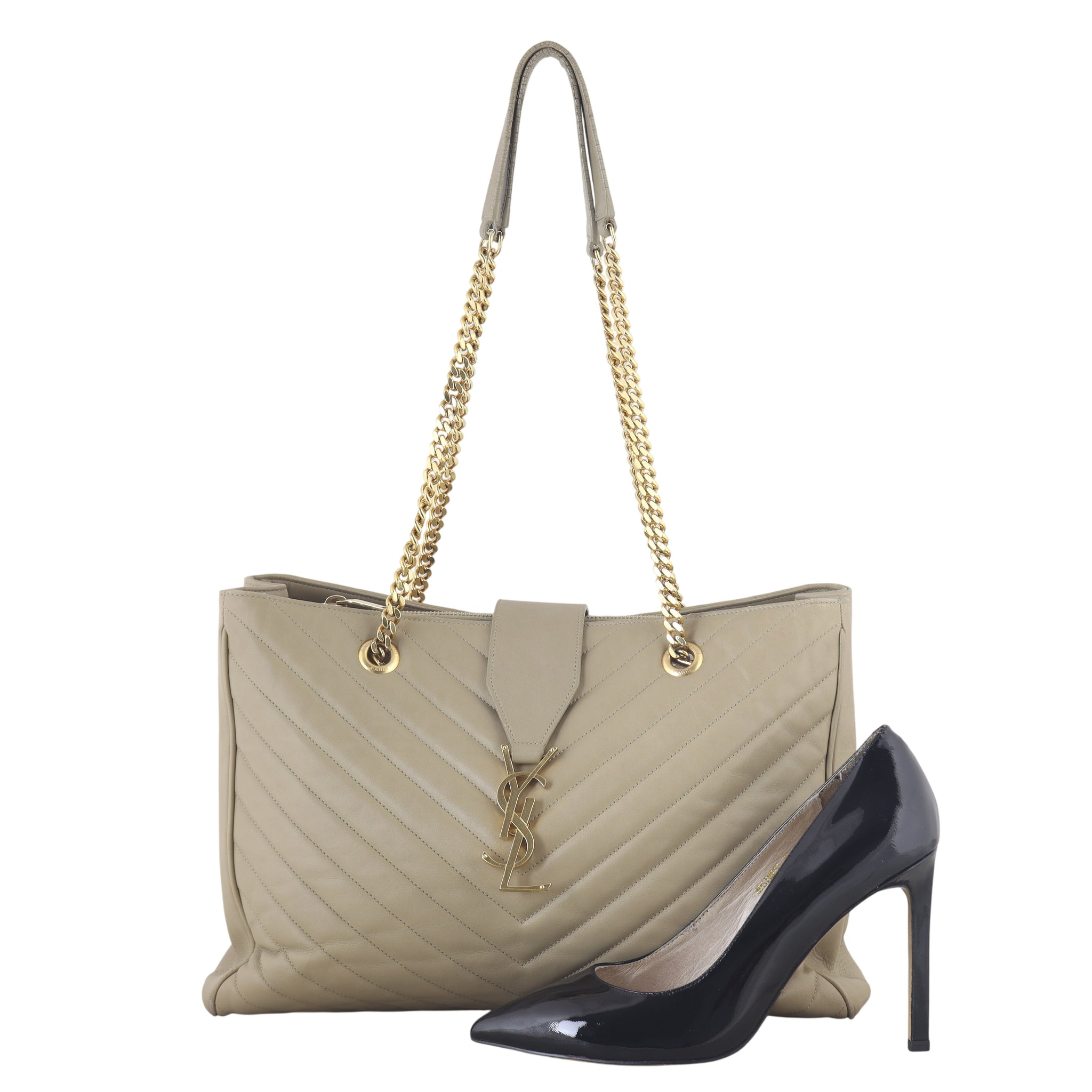 Saint Laurent Chevron Shopping Tote