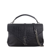 Saint Laurent College Large Croc Embossed
