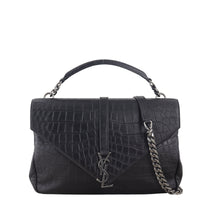 Saint Laurent College Large Croc Embossed