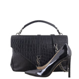 Saint Laurent College Large Croc Embossed