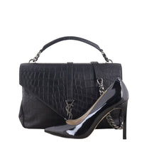 Saint Laurent College Large Croc Embossed