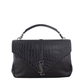 Saint Laurent College Large Croc Embossed