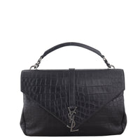 Saint Laurent College Large Croc Embossed