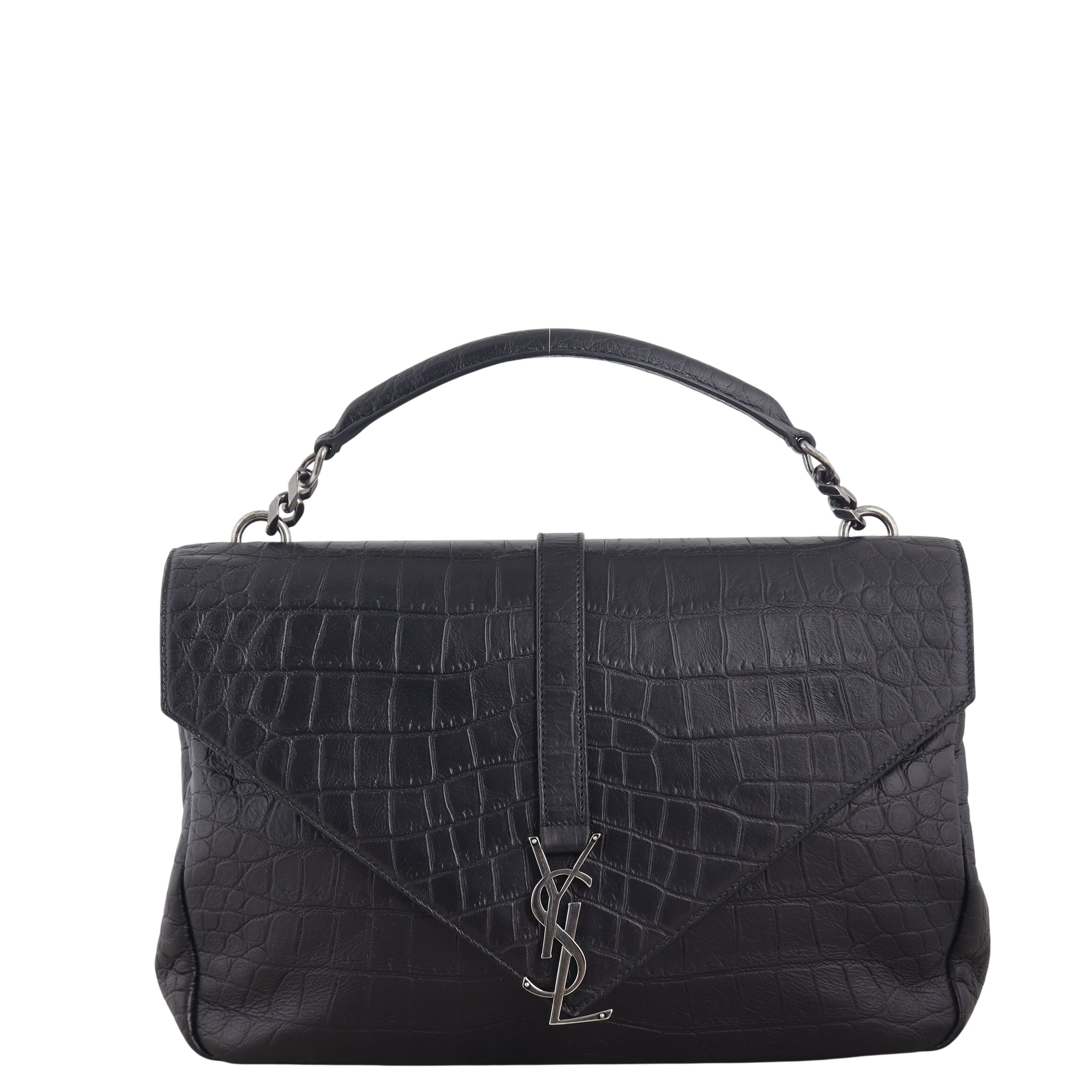 Saint Laurent College Large Croc Embossed