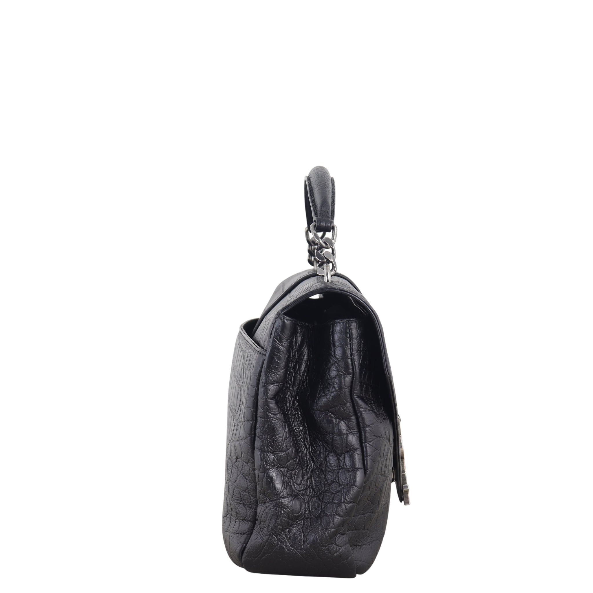 Saint Laurent College Large Croc Embossed