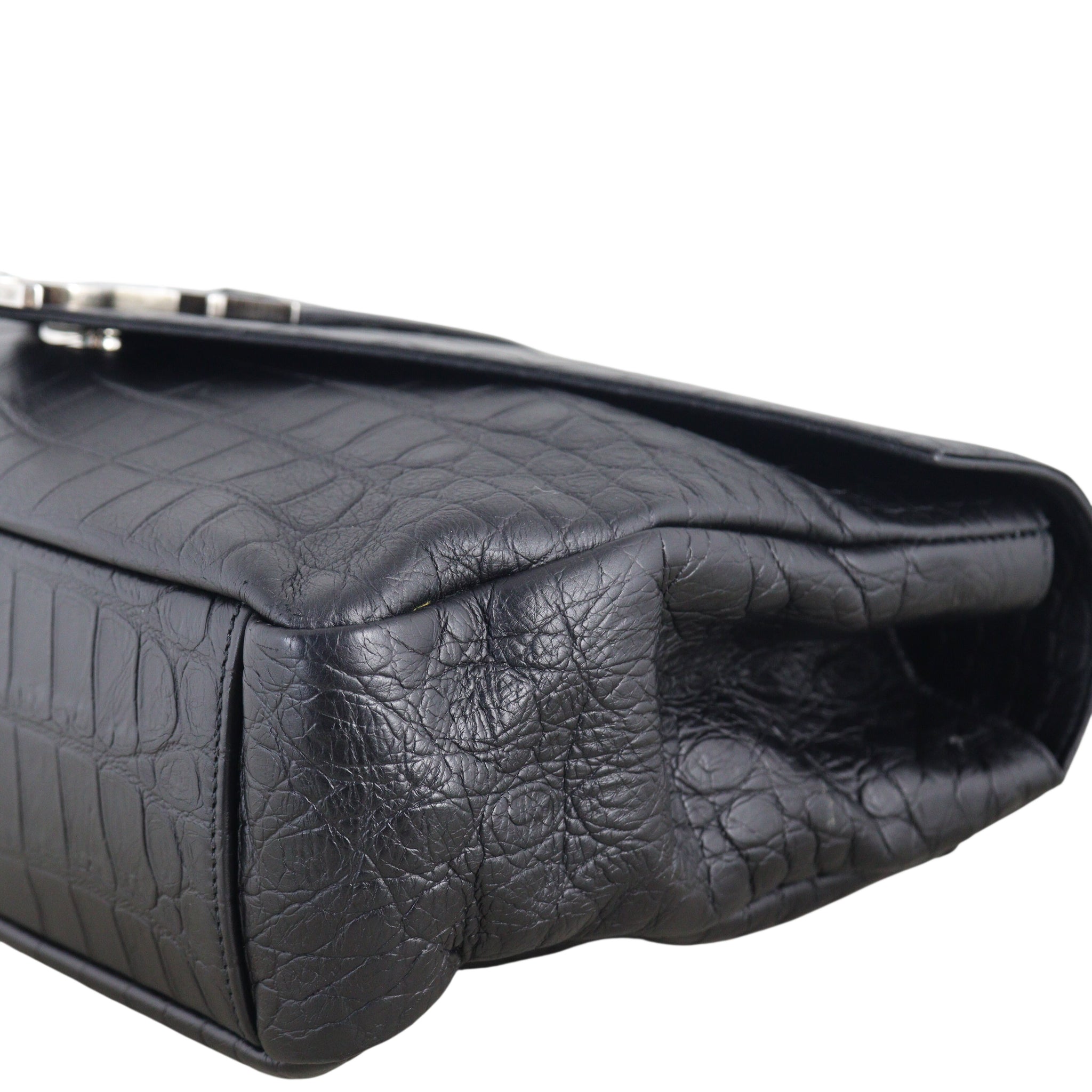 Saint Laurent College Large Croc Embossed
