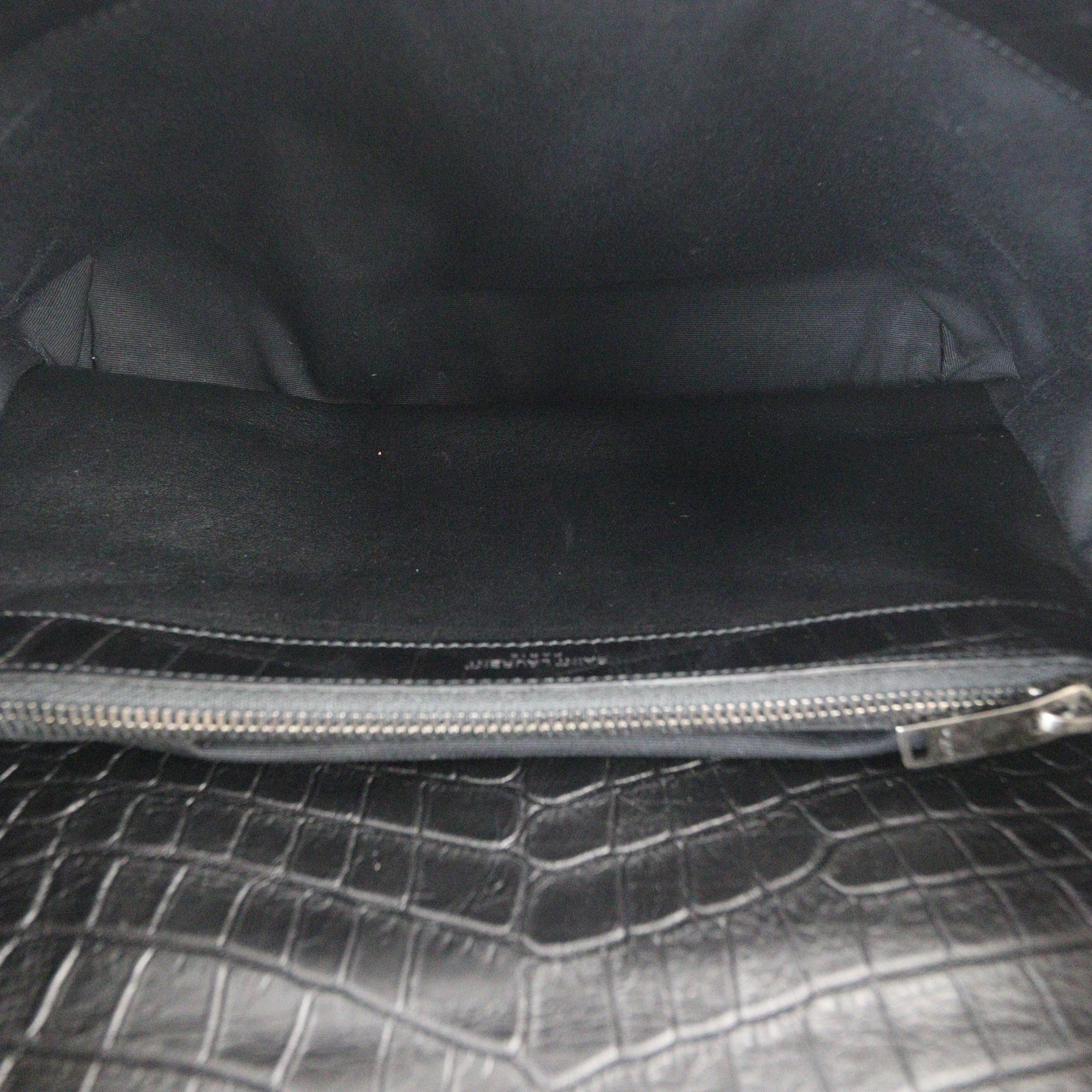 Saint Laurent College Large Croc Embossed