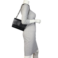 Saint Laurent Sunset Medium Croc-Embossed