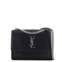 Saint Laurent Sunset Medium Croc-Embossed