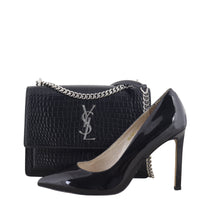 Saint Laurent Sunset Medium Croc-Embossed