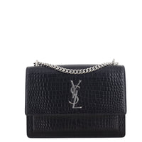 Saint Laurent Sunset Medium Croc-Embossed