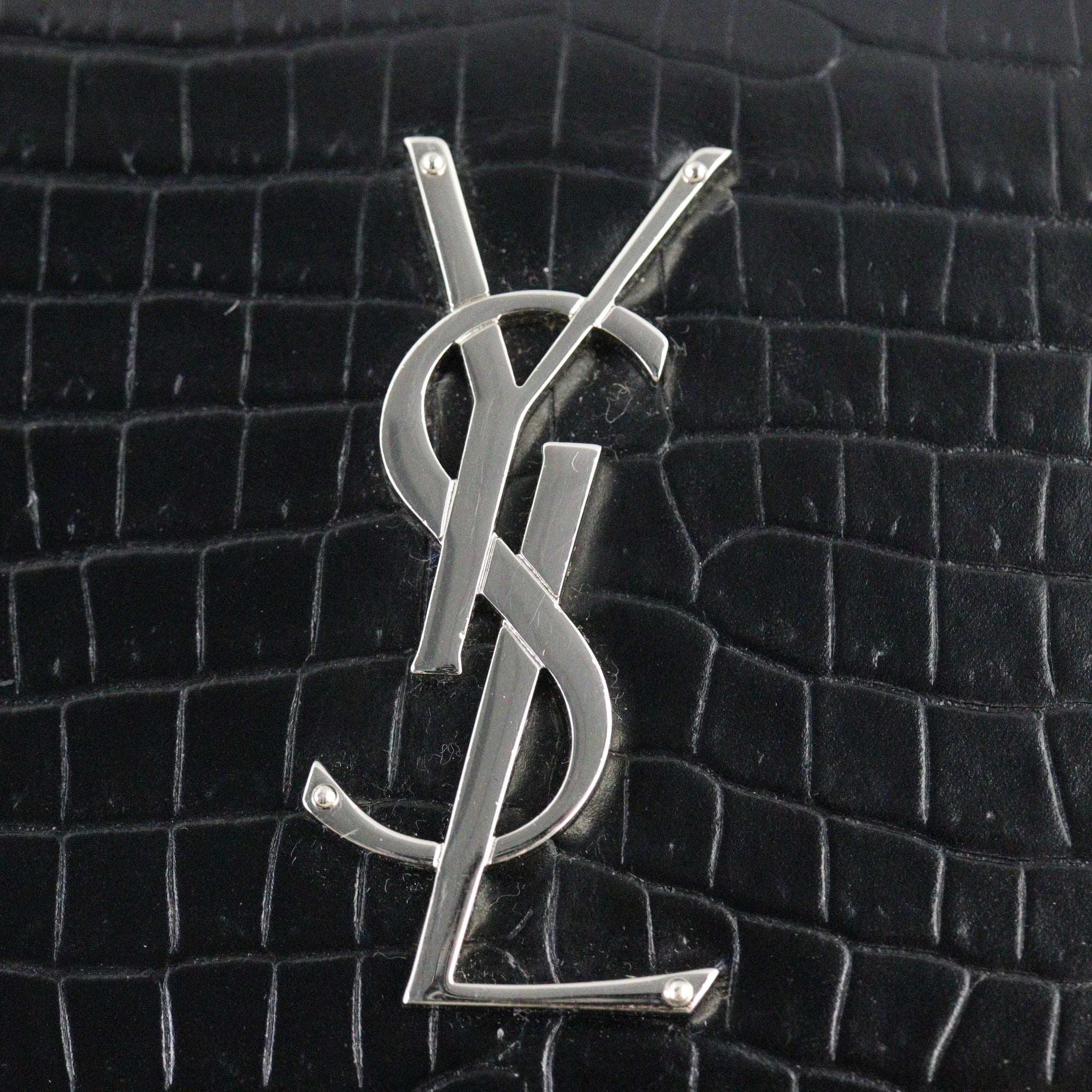 Saint Laurent Sunset Medium Croc-Embossed