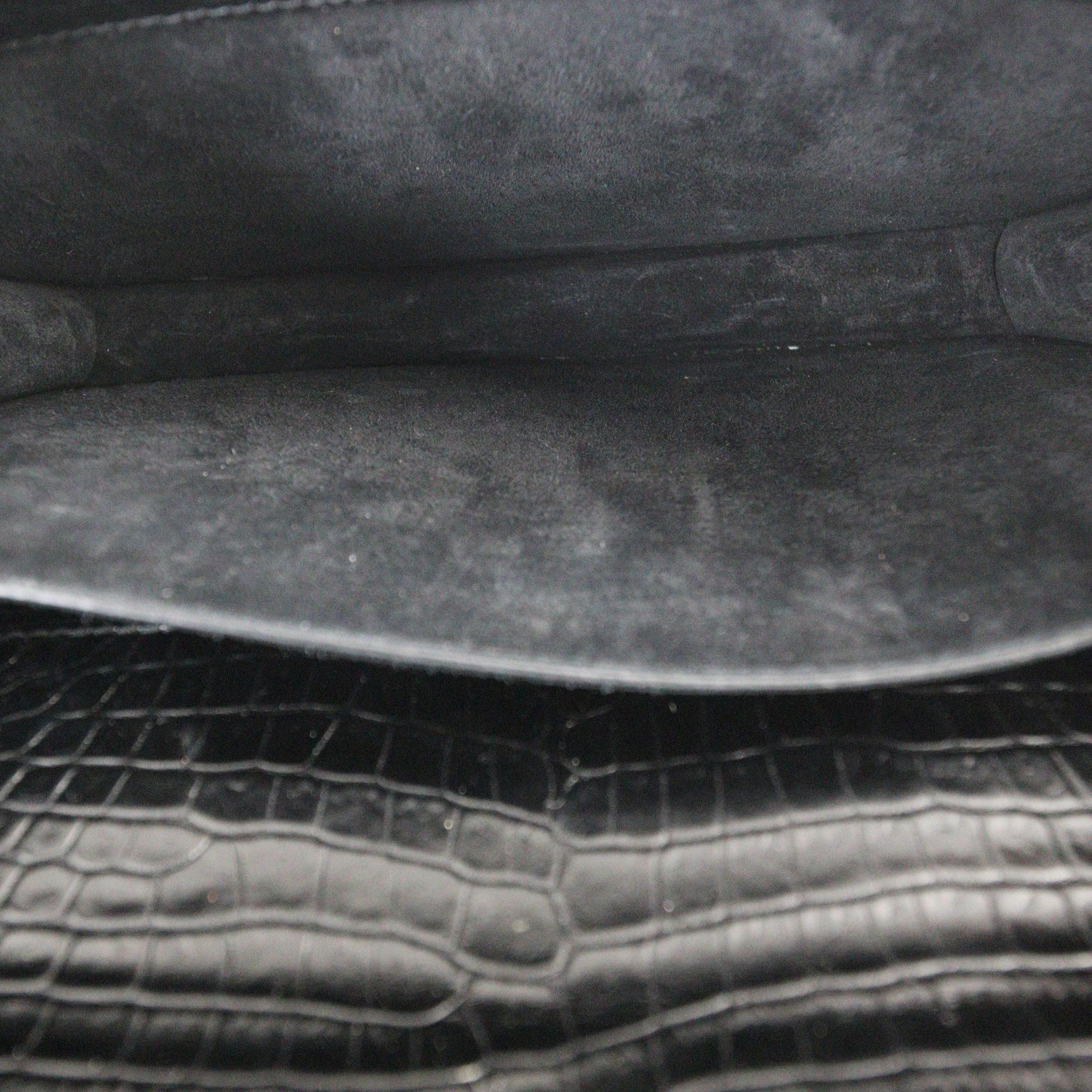 Saint Laurent Sunset Medium Croc-Embossed