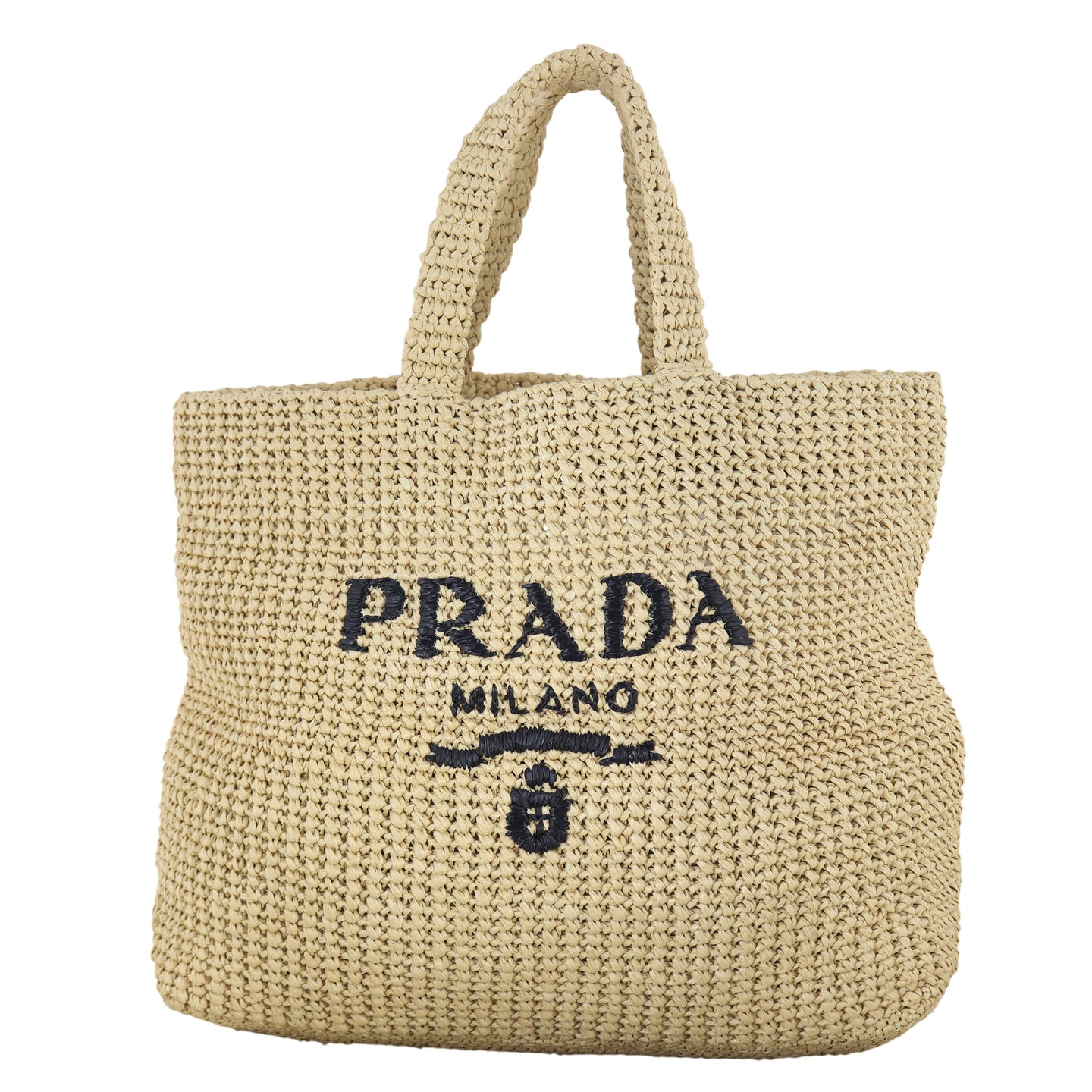 Prada Raffia Logo Tote Medium