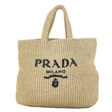 Prada Raffia Logo Tote Medium