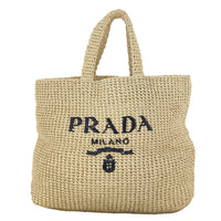 Prada Raffia Logo Tote Medium