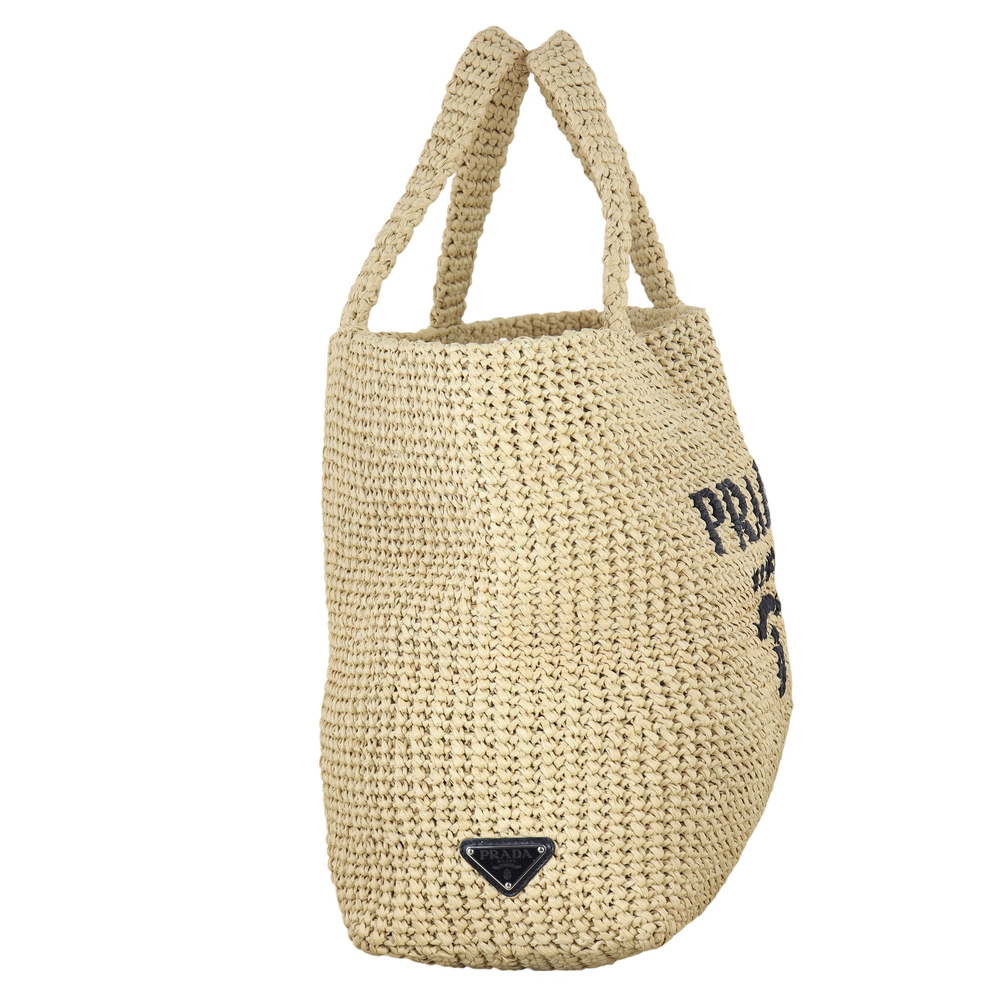 Prada Raffia Logo Tote Medium