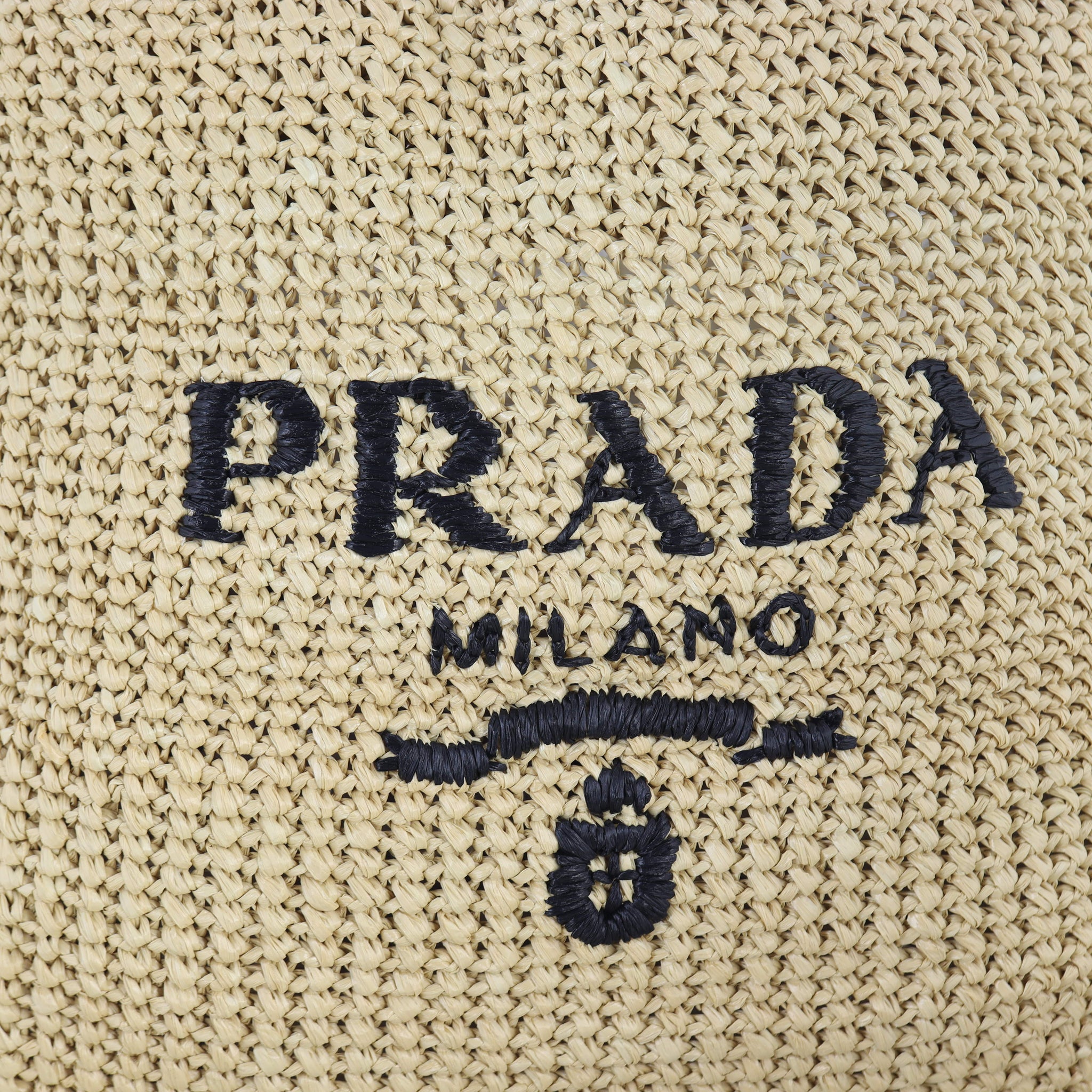 Prada Raffia Logo Tote Medium