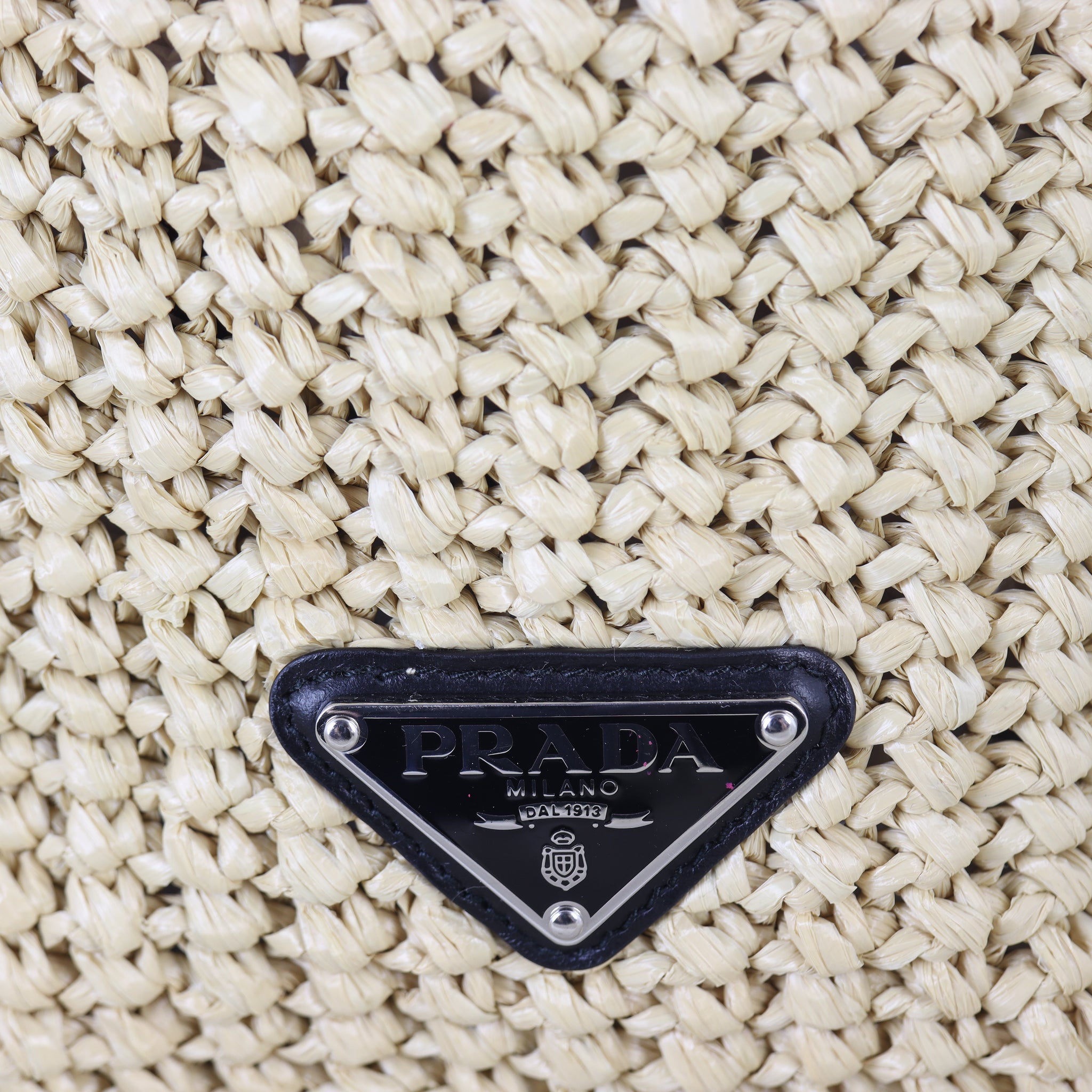 Prada Raffia Logo Tote Medium