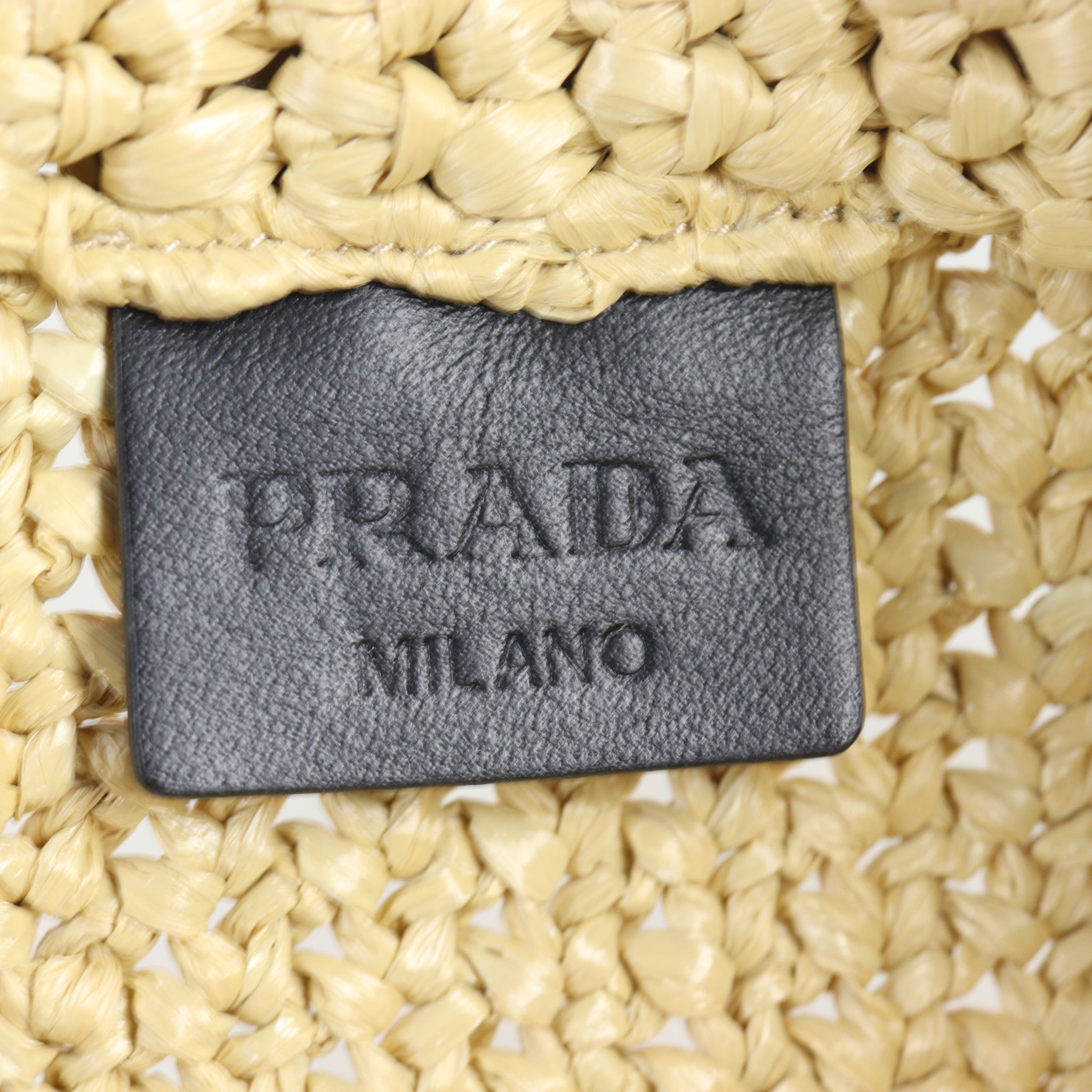 Prada Raffia Logo Tote Medium