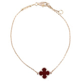 Van Cleef & Arpels Sweet Alhambra 1 Motif Carnelian 18k Rose Gold Bracelet