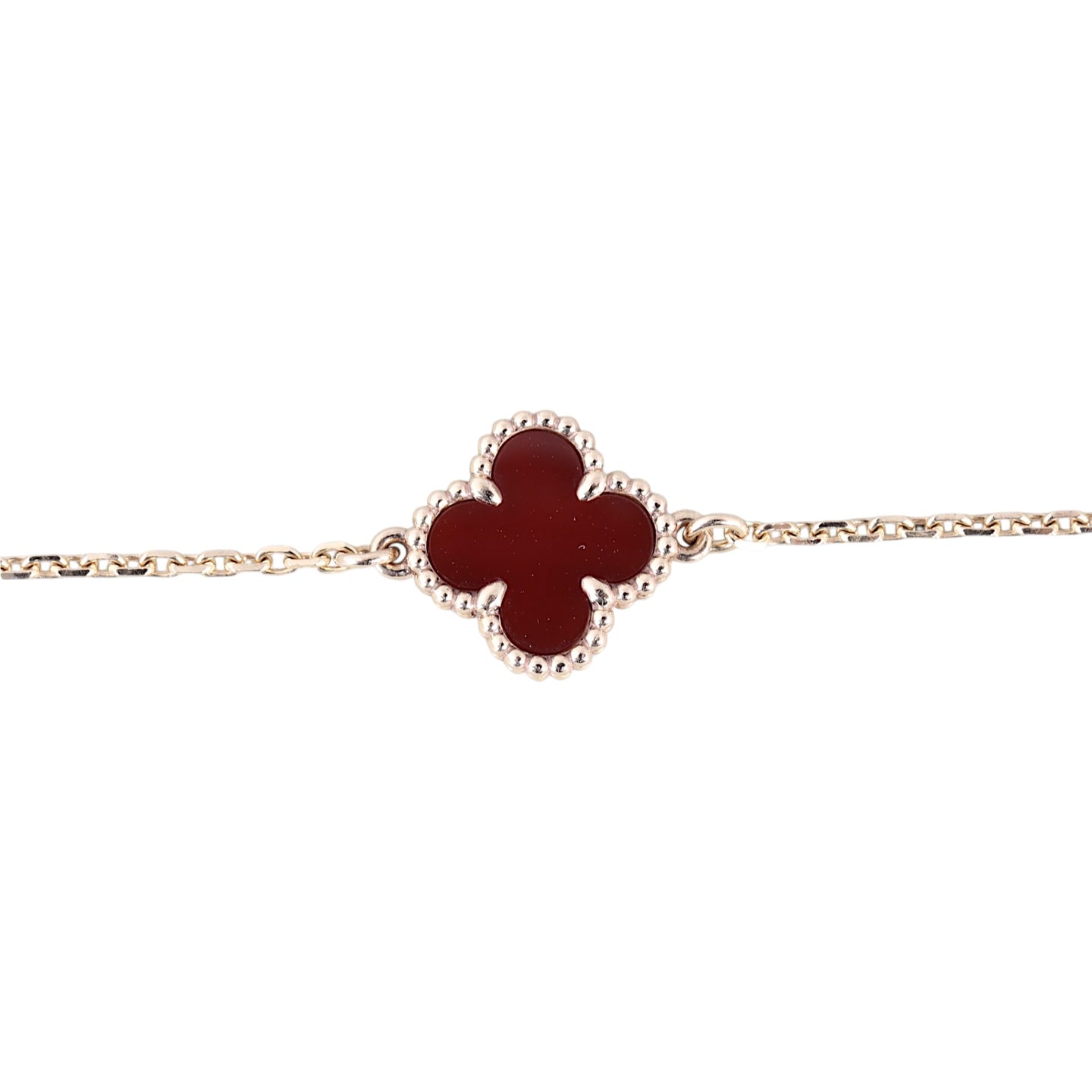 Van Cleef & Arpels Sweet Alhambra 1 Motif Carnelian 18k Rose Gold Bracelet