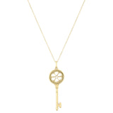 Tiffany & Co Diamond Daisy Key 18k Yellow Gold Pendant Necklace