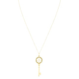 Tiffany & Co Diamond Daisy Key 18k Yellow Gold Pendant Necklace