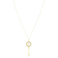 Tiffany & Co Diamond Daisy Key 18k Yellow Gold Pendant Necklace