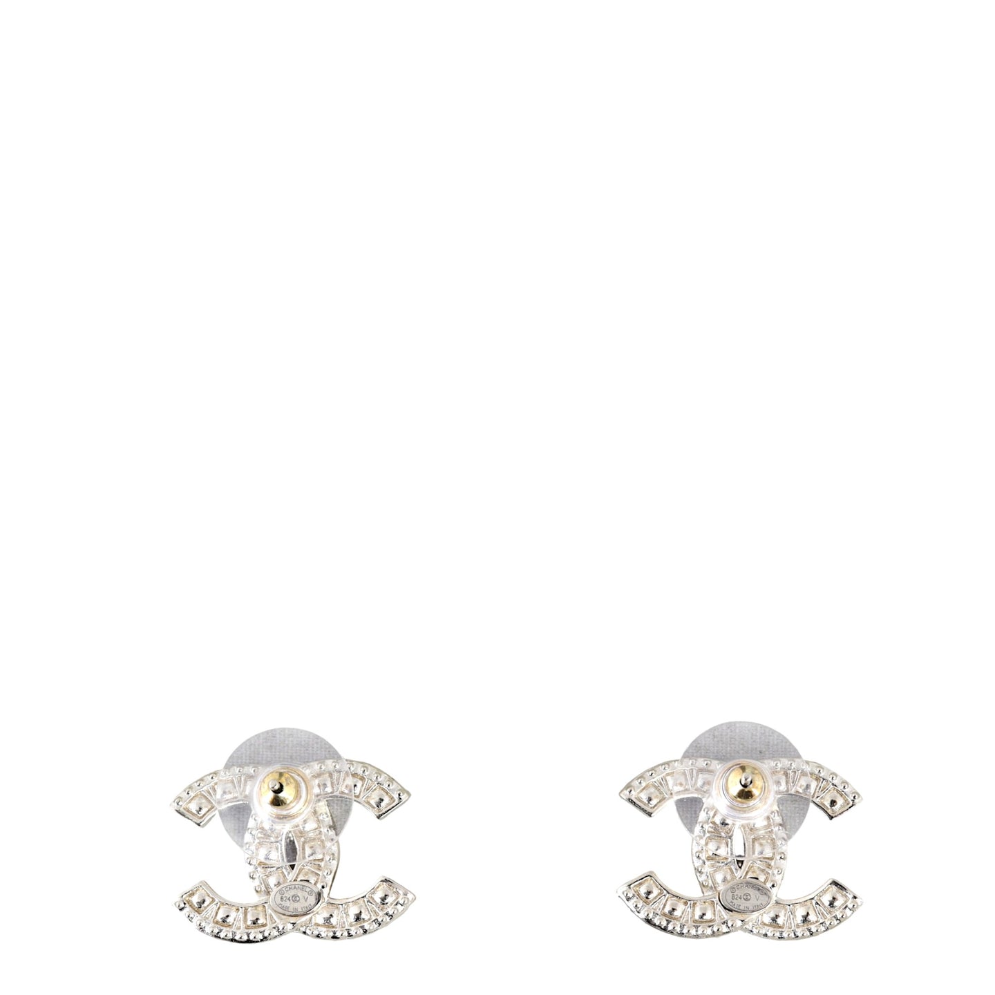 Chanel CC Crystal Stud Earrings