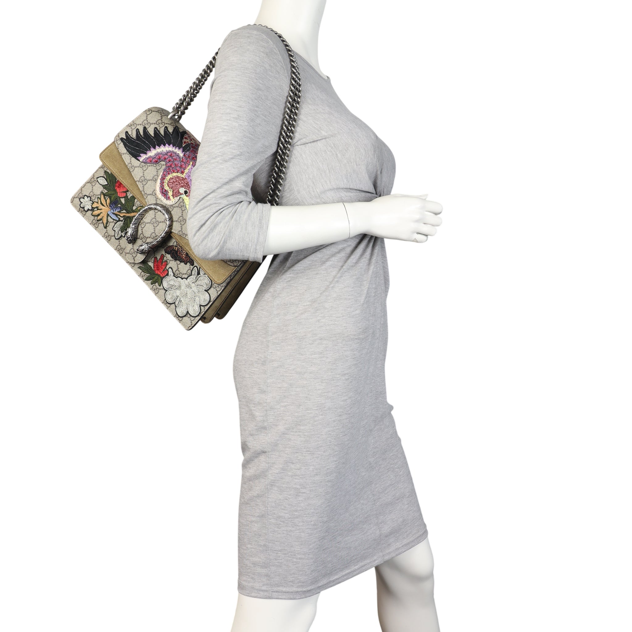 Gucci Dionysus GG Supreme Bird Embroidered Medium Shoulder Bag